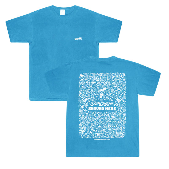 Shindigger X UN:IK 'Served Here' Tee - Ibiza Blue