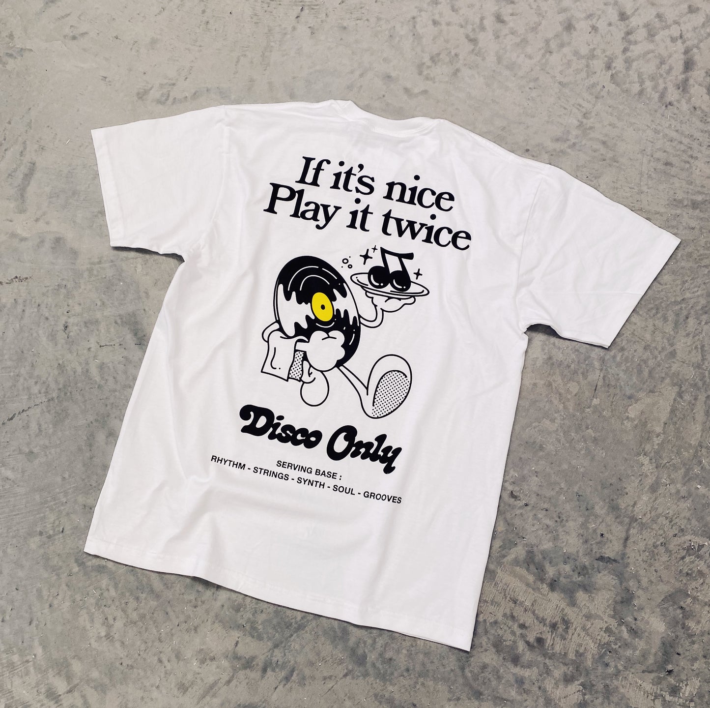 Load image into Gallery viewer, DISCO ONLY &amp;#39;Play it Twice V2&amp;#39; Tee - White
