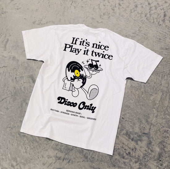 DISCO ONLY 'Play it Twice V2' Tee - White