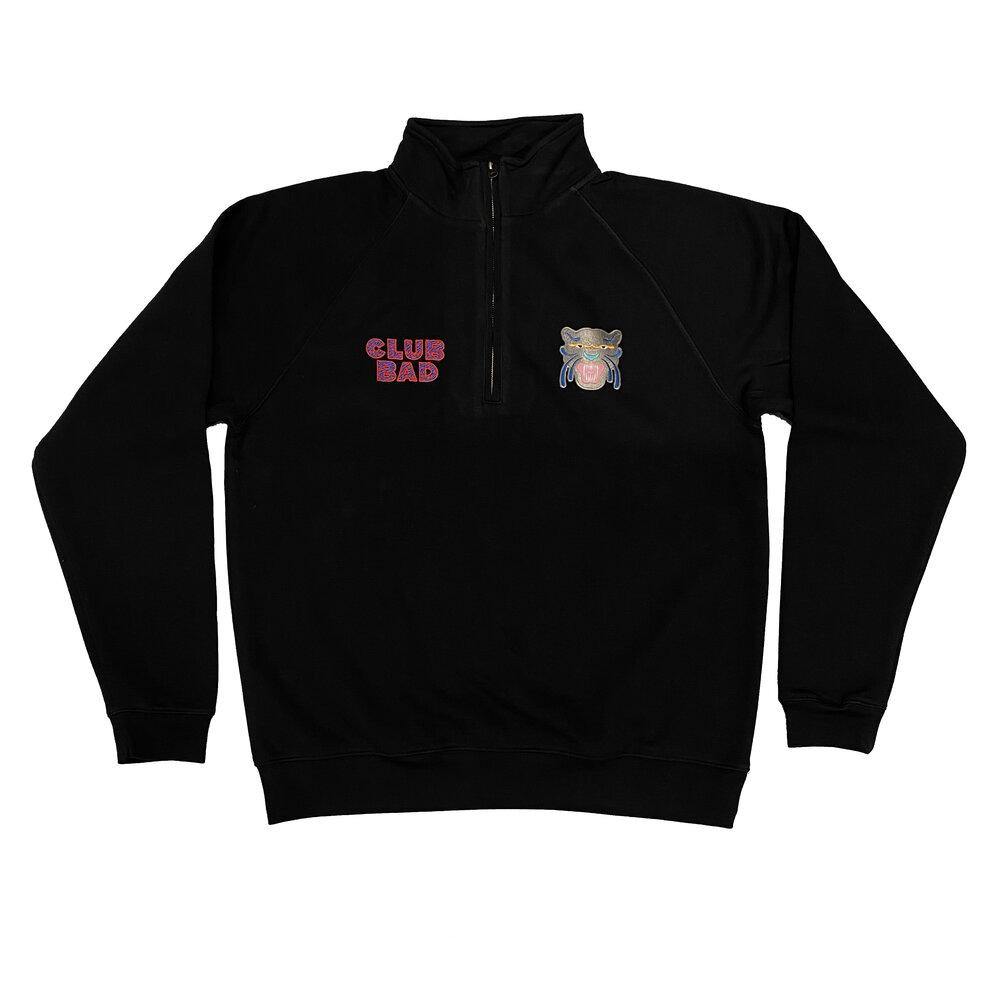 Melé x Club Bad 'Panther' 1/4 Zip Sweater - Black - UN:IK Clothing