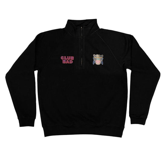 Melé x Club Bad 'Panther' 1/4 Zip Sweater - Black - UN:IK Clothing
