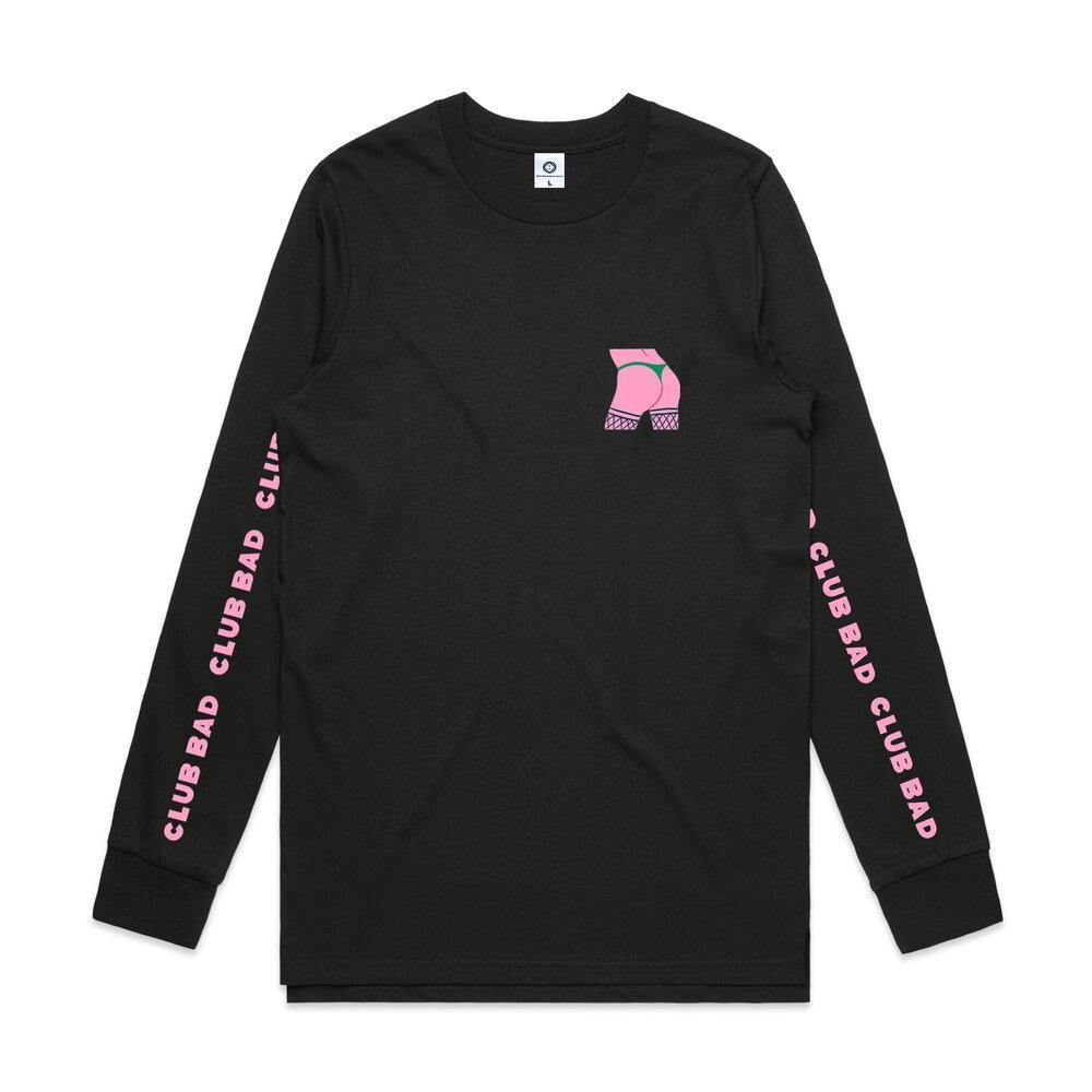 Melé x Club Bad 'Booty Shake' LS Tee - Black - UN:IK Clothing