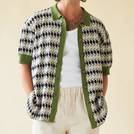bound 'Norcia' Button Knit Polo