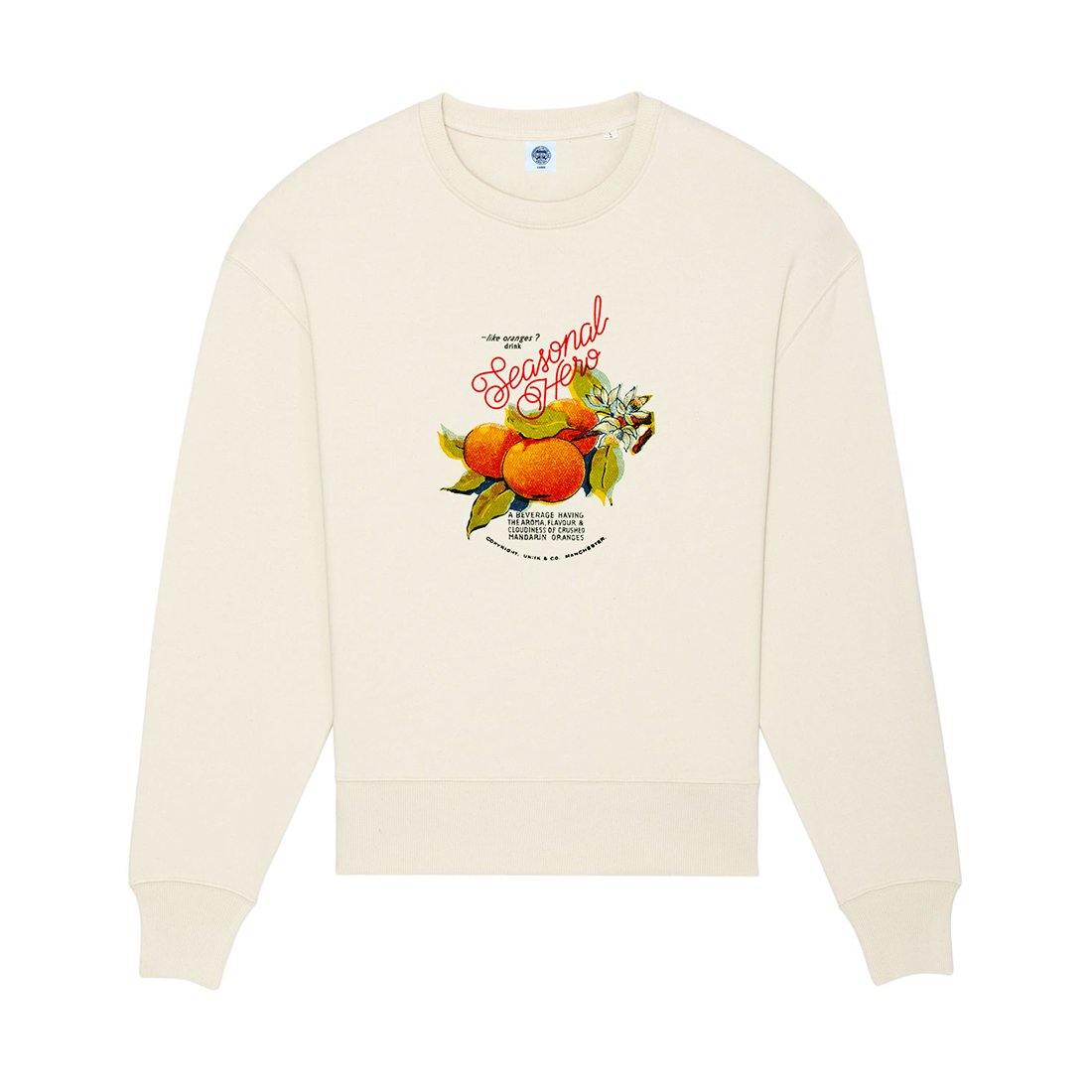 Seasonal Hero 'Oranges' Oversized Sweater - Organic Natural - UN:IK Clothing