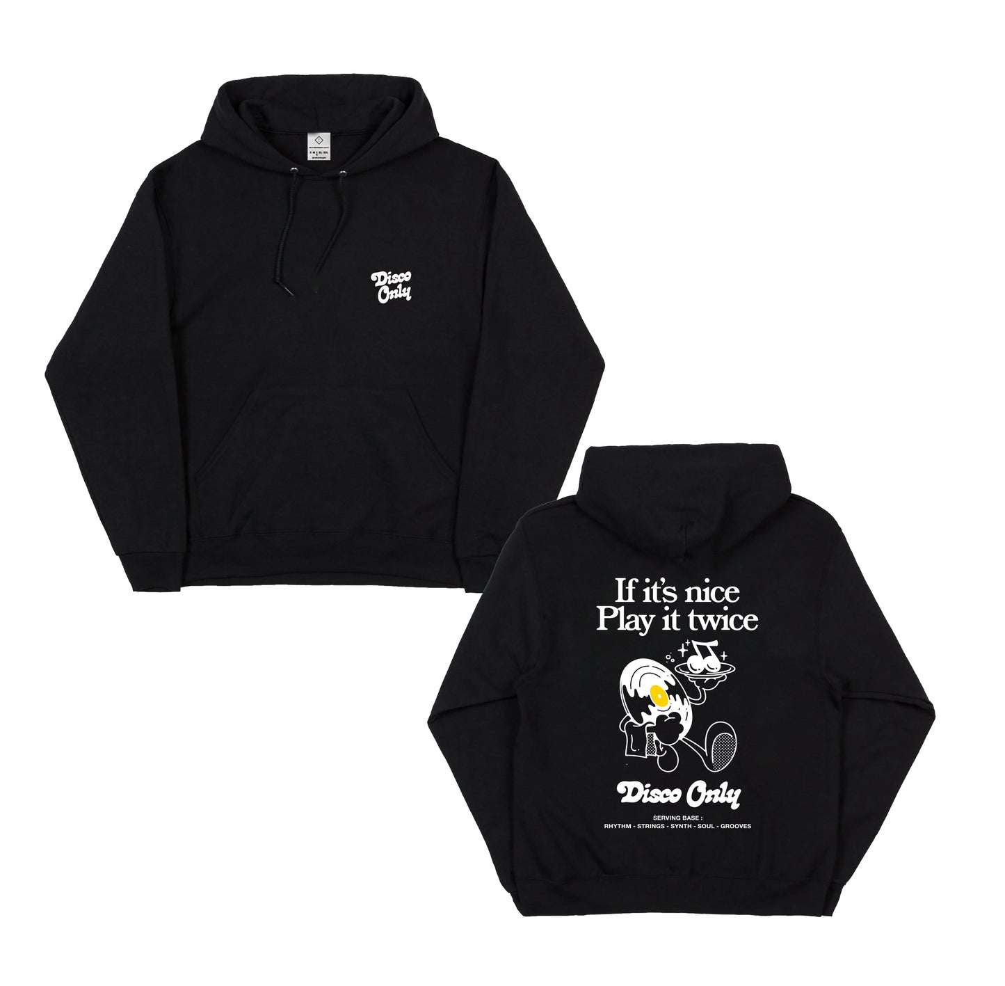 DISCO ONLY 'Play It Twice V2' Hoodie - Black