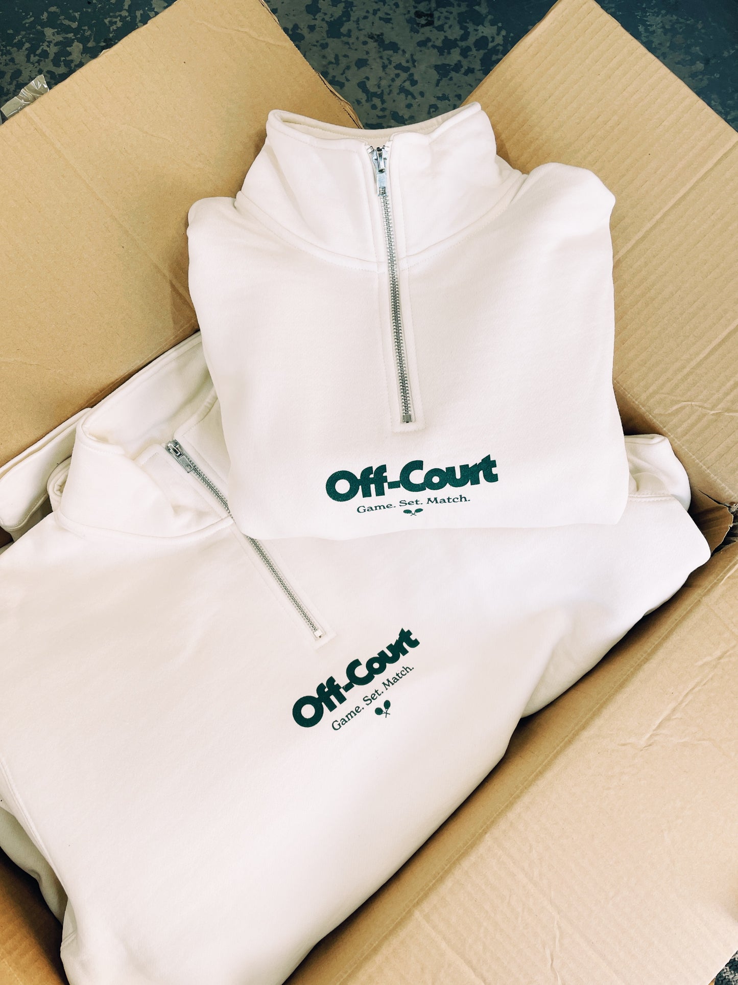 Vice 84 'Off-Court GSM' 1/4 Zip Sweater - Ecru