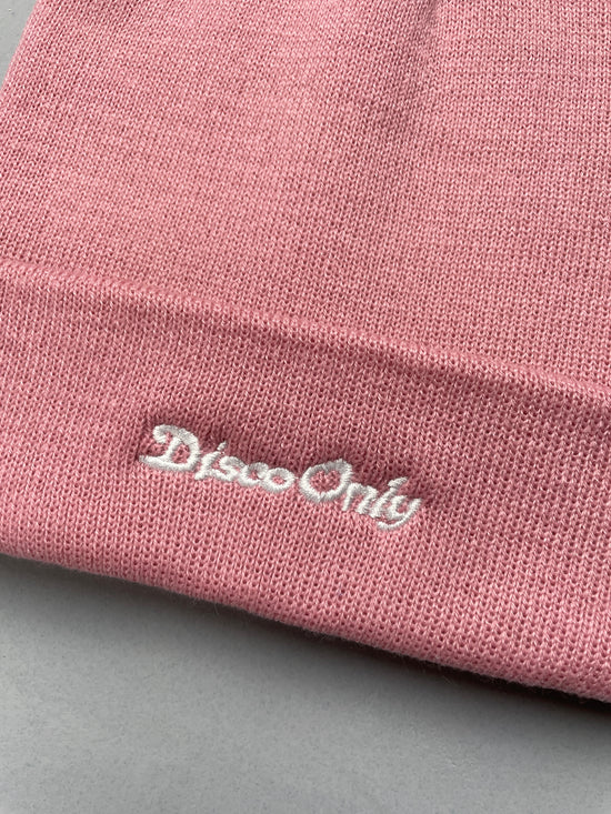 DISCO ONLY 'Script' Beanie - Black / Dusty Pink