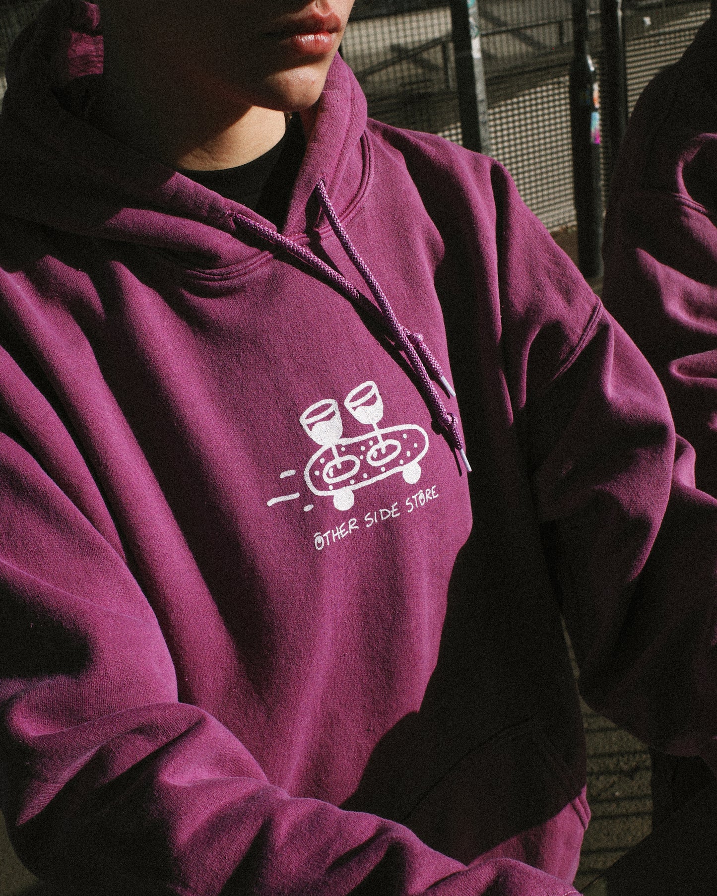 Other Side Store 'Wine Skate' Hoodie - Vintage Washed Plum