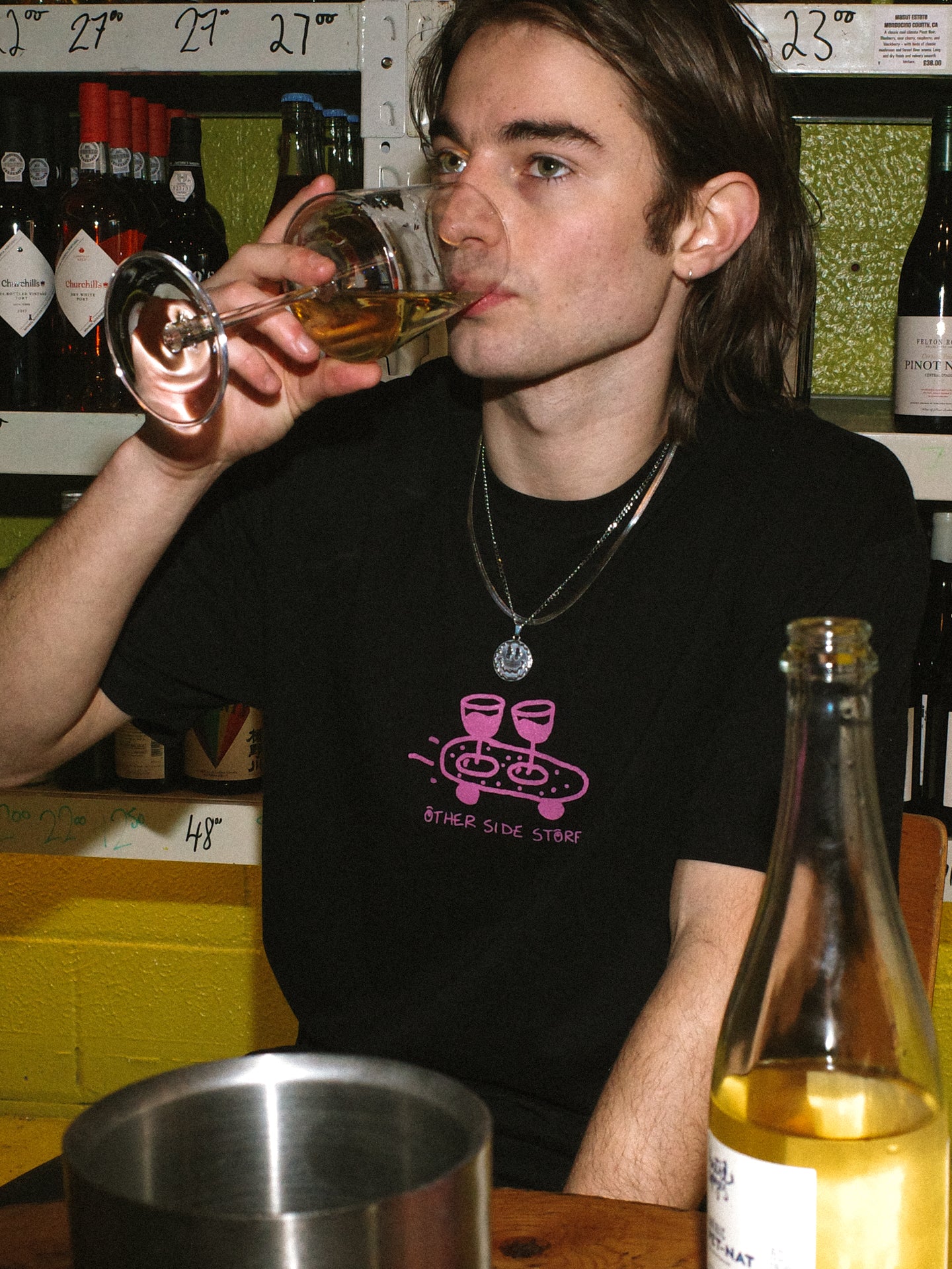 Other Side Store 'Wine Skate' Tee - Black/ Ecru/ Navy