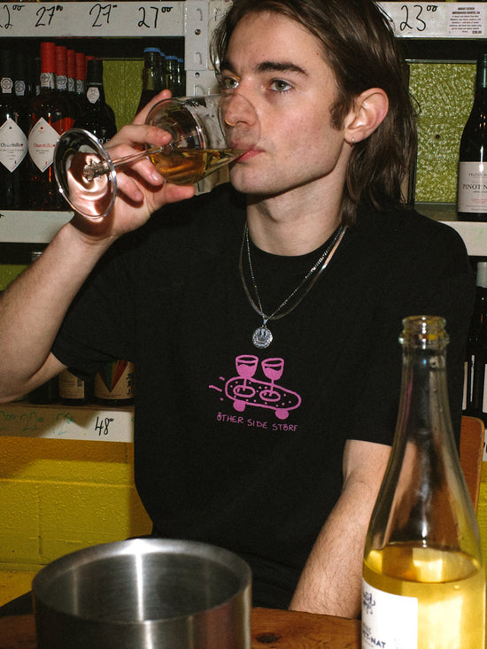 Other Side Store 'Wine Skate' Tee - Black/ Ecru/ Navy