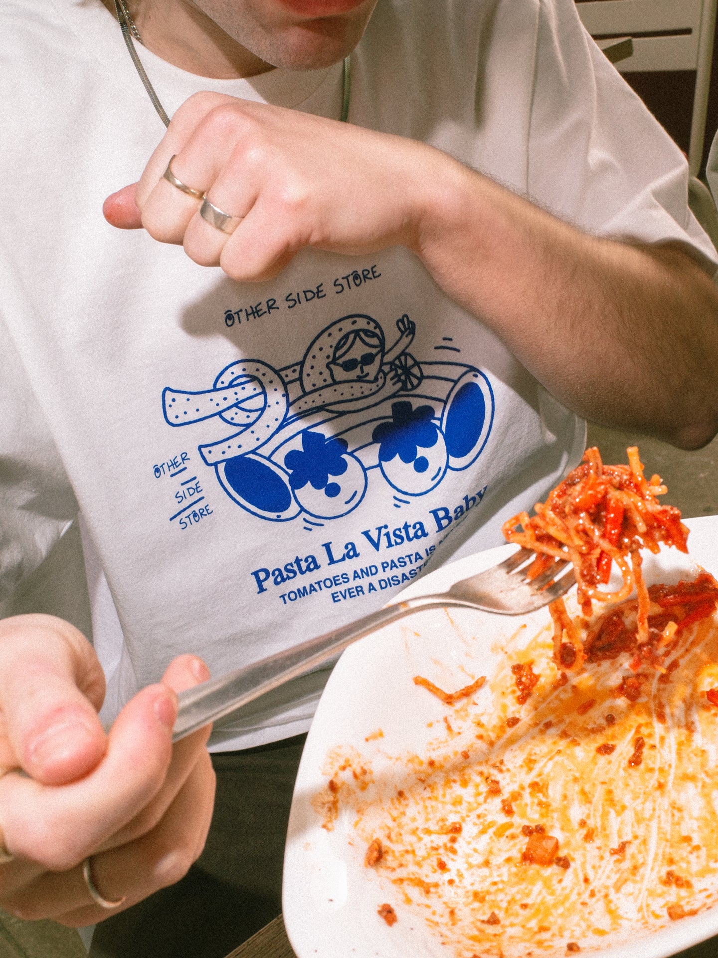 Load image into Gallery viewer, Other Side Store &amp;#39;Pasta La Vista&amp;#39; Tee - White
