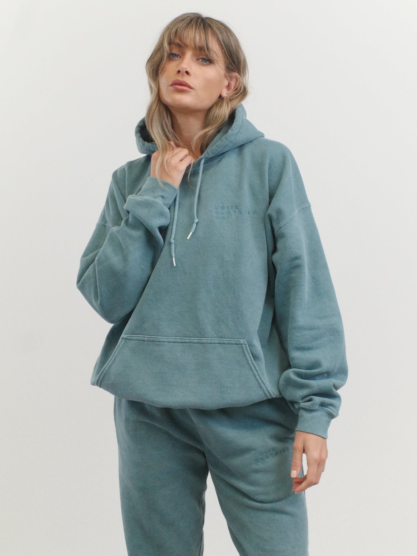 Essentials 'Sets' Vintage Washed Hoodie - Steel Blue