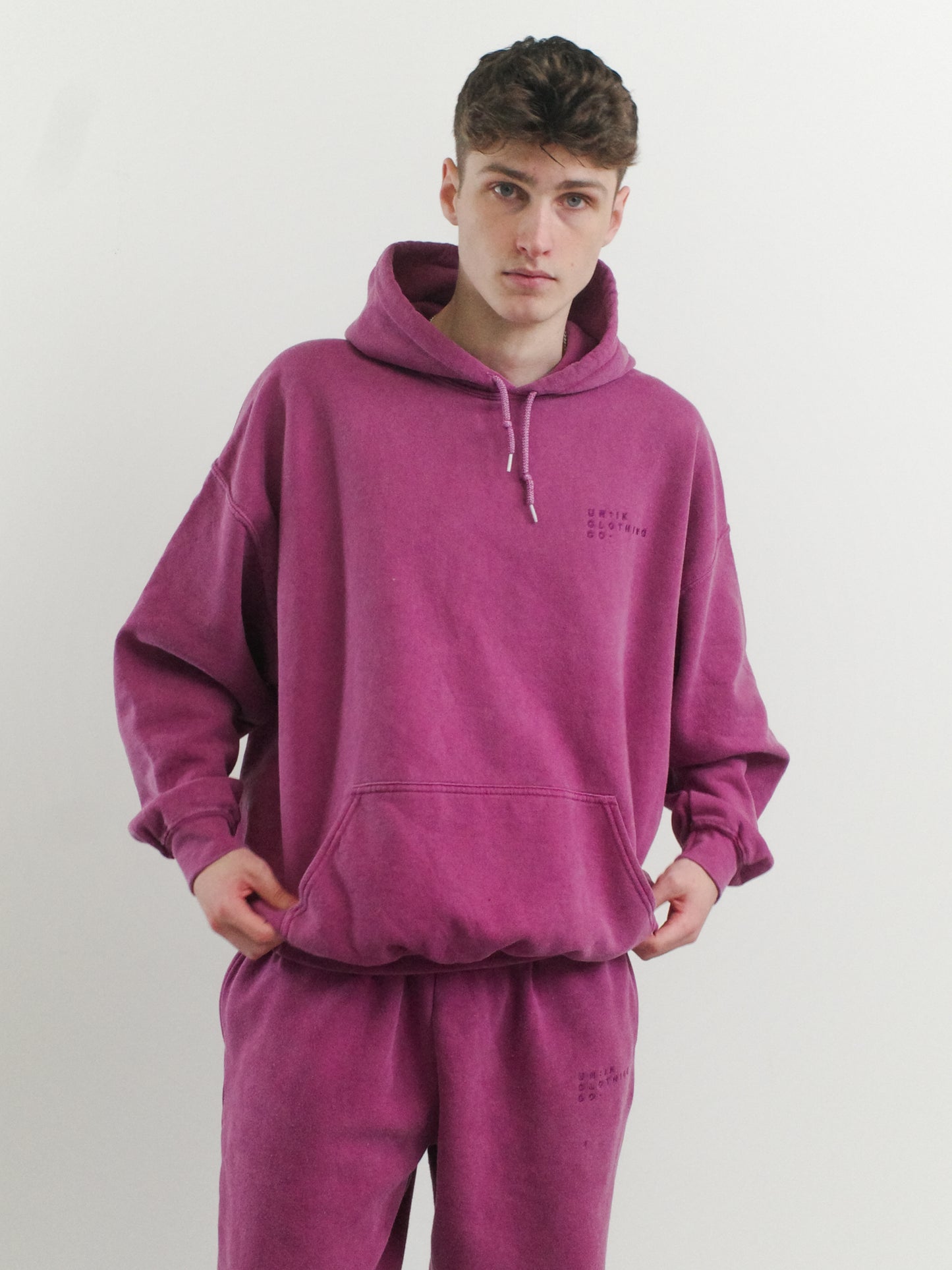 Essentials 'Sets' Vintage Washed Hoodie - Berry