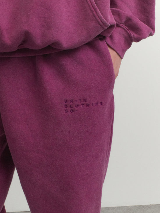 Essentials 'Sets' Vintage Washed Joggers - Berry