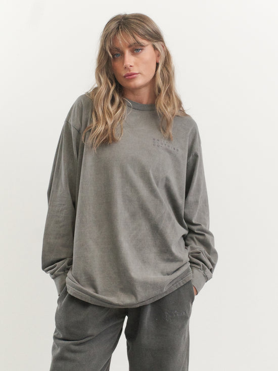 Essentials Vintage Washed Longsleeve Tee - Charcoal