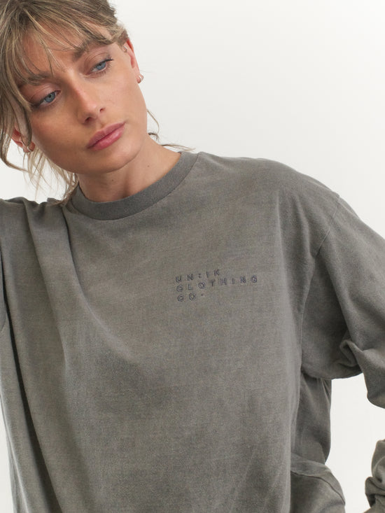 Essentials Vintage Washed Longsleeve Tee - Charcoal