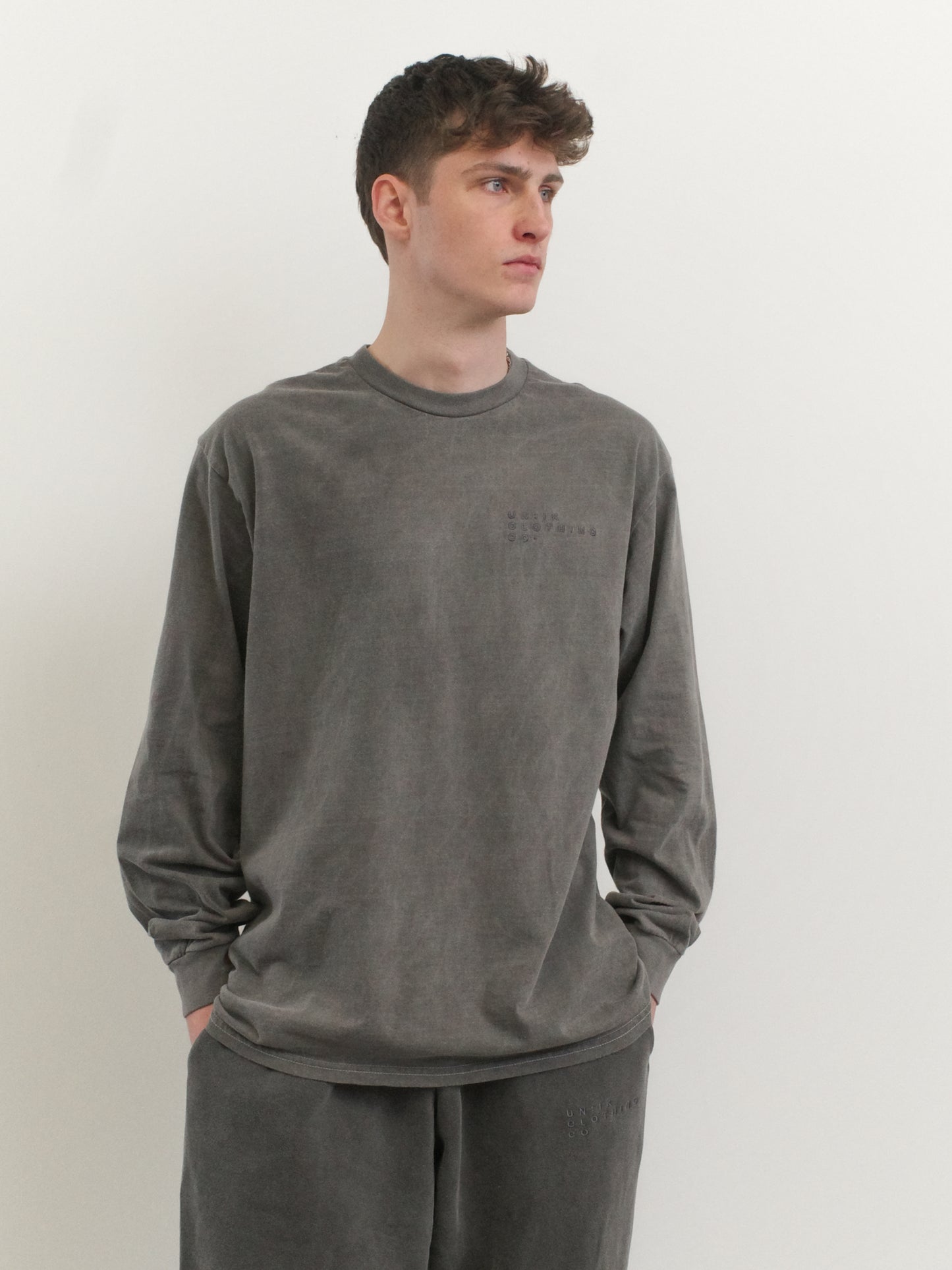 Essentials Vintage Washed Longsleeve Tee - Charcoal