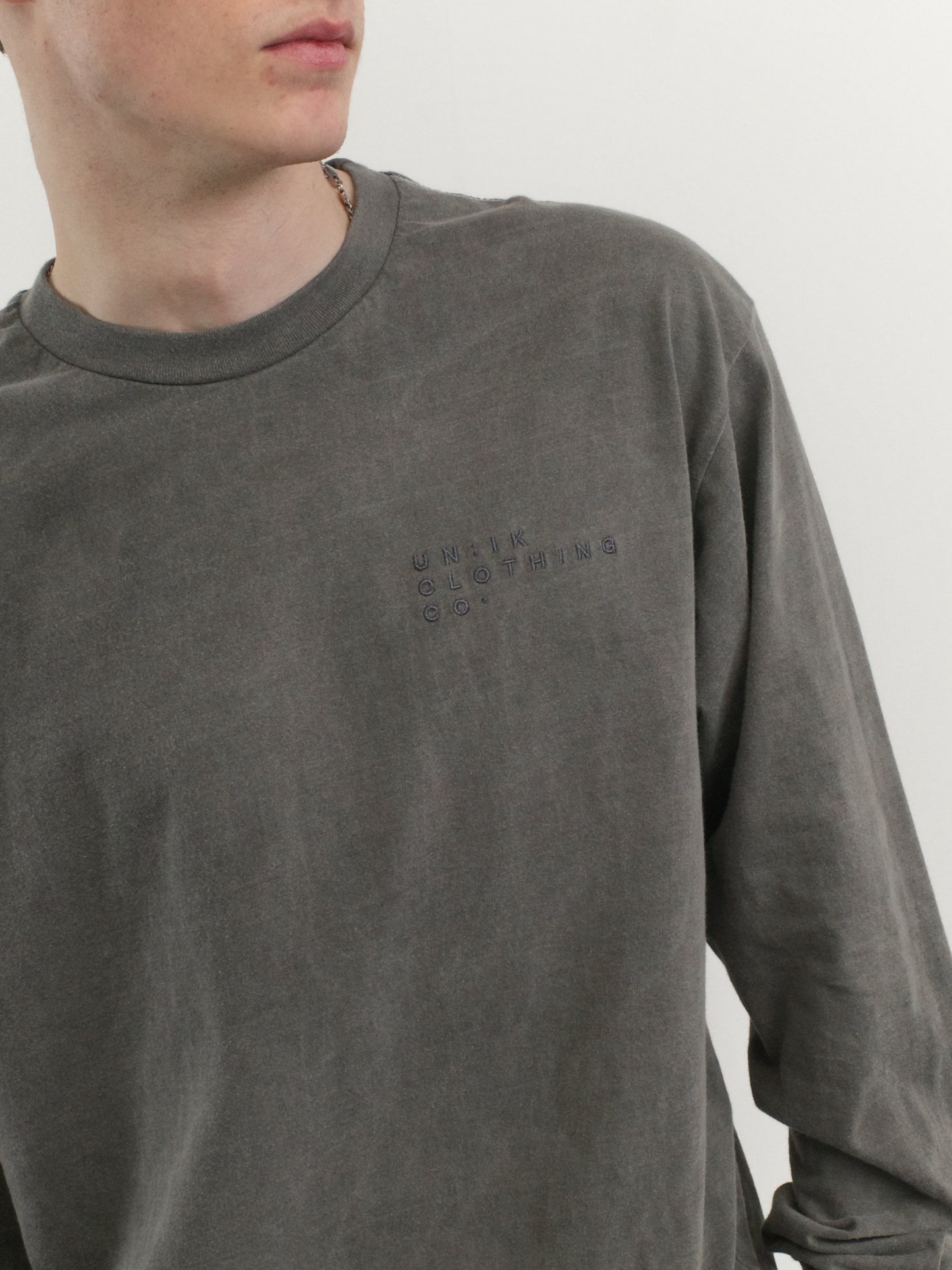 Essentials Vintage Washed Longsleeve Tee - Charcoal