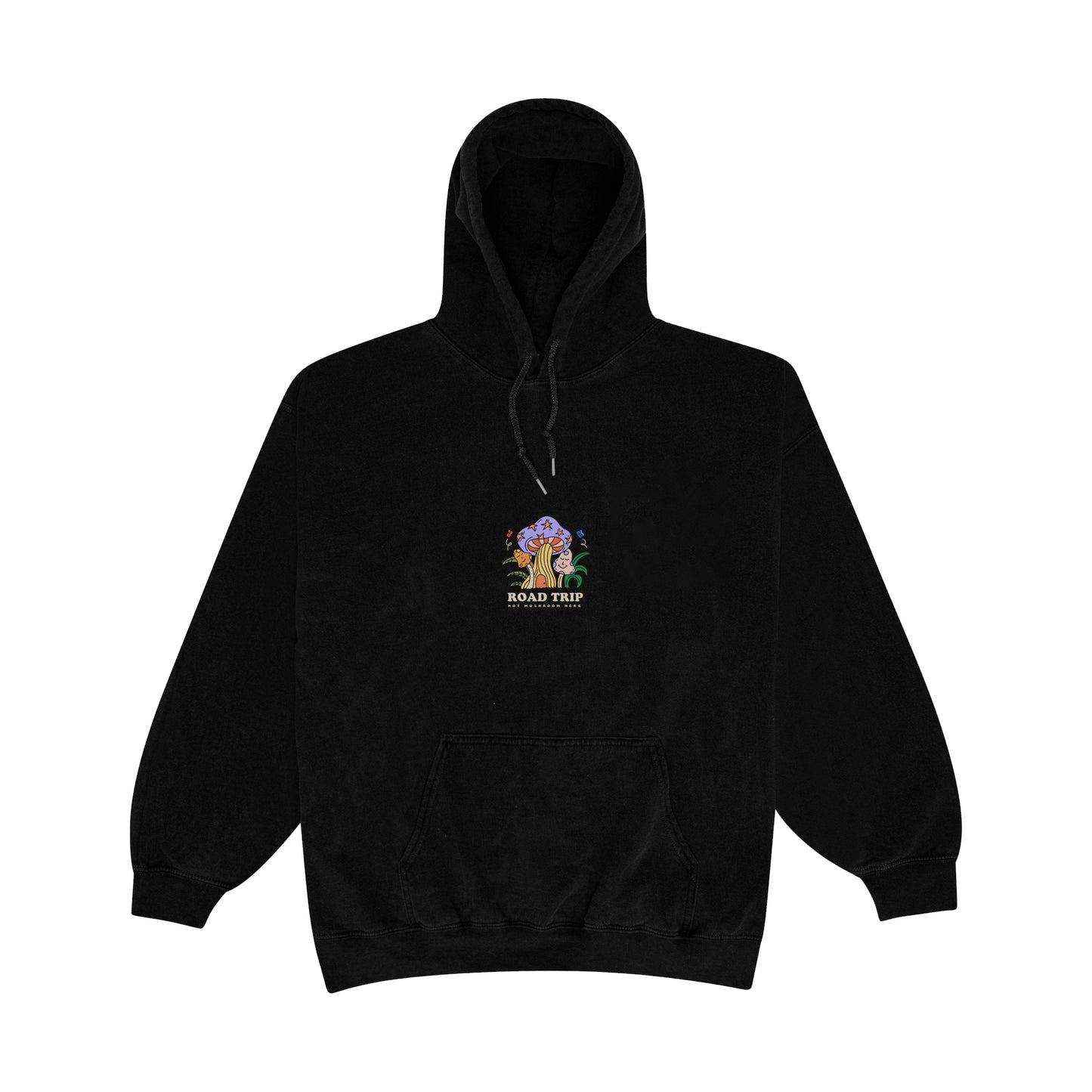 Other Side Store 'Road Trip' Embroidered Hoodie - Black / Sand