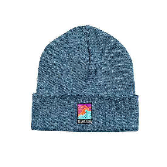 Vice 84 'Runner Patch' Cuffed Beanie - Black / Lilac / Airforce Blue / Ecru