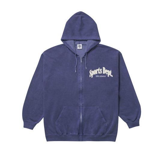 Vice 84 'Sports Dept' Vintage Washed Zip Hoodie - Indigo