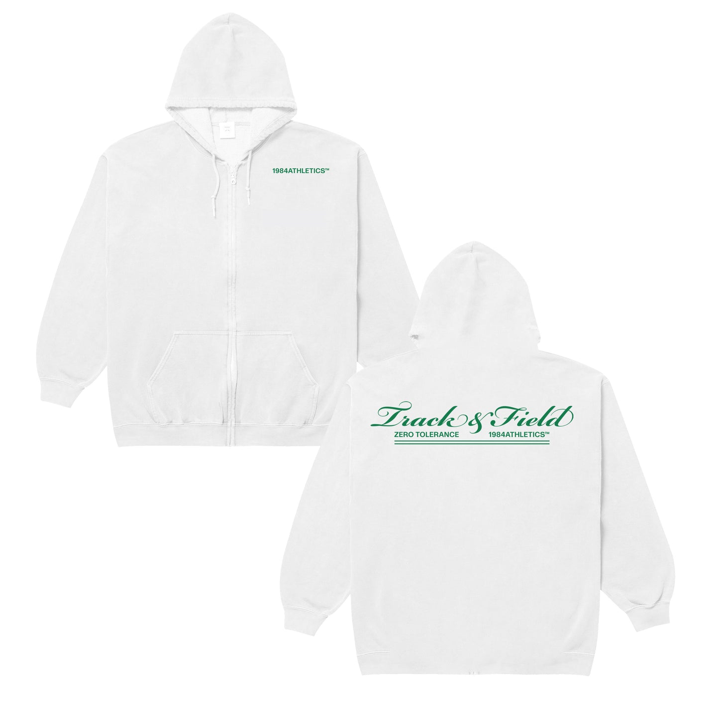 Vice 84 'Track Runner' Zip Up Hoodie - Arctic White