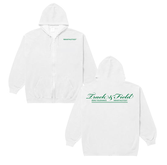 Vice 84 'Track Runner' Zip Up Hoodie - Arctic White