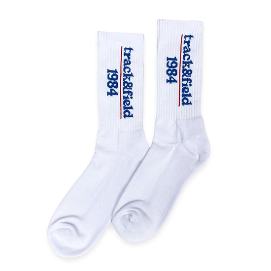 Load image into Gallery viewer, Vice 84 &amp;#39;Track&amp;amp;Field&amp;#39; Socks - White
