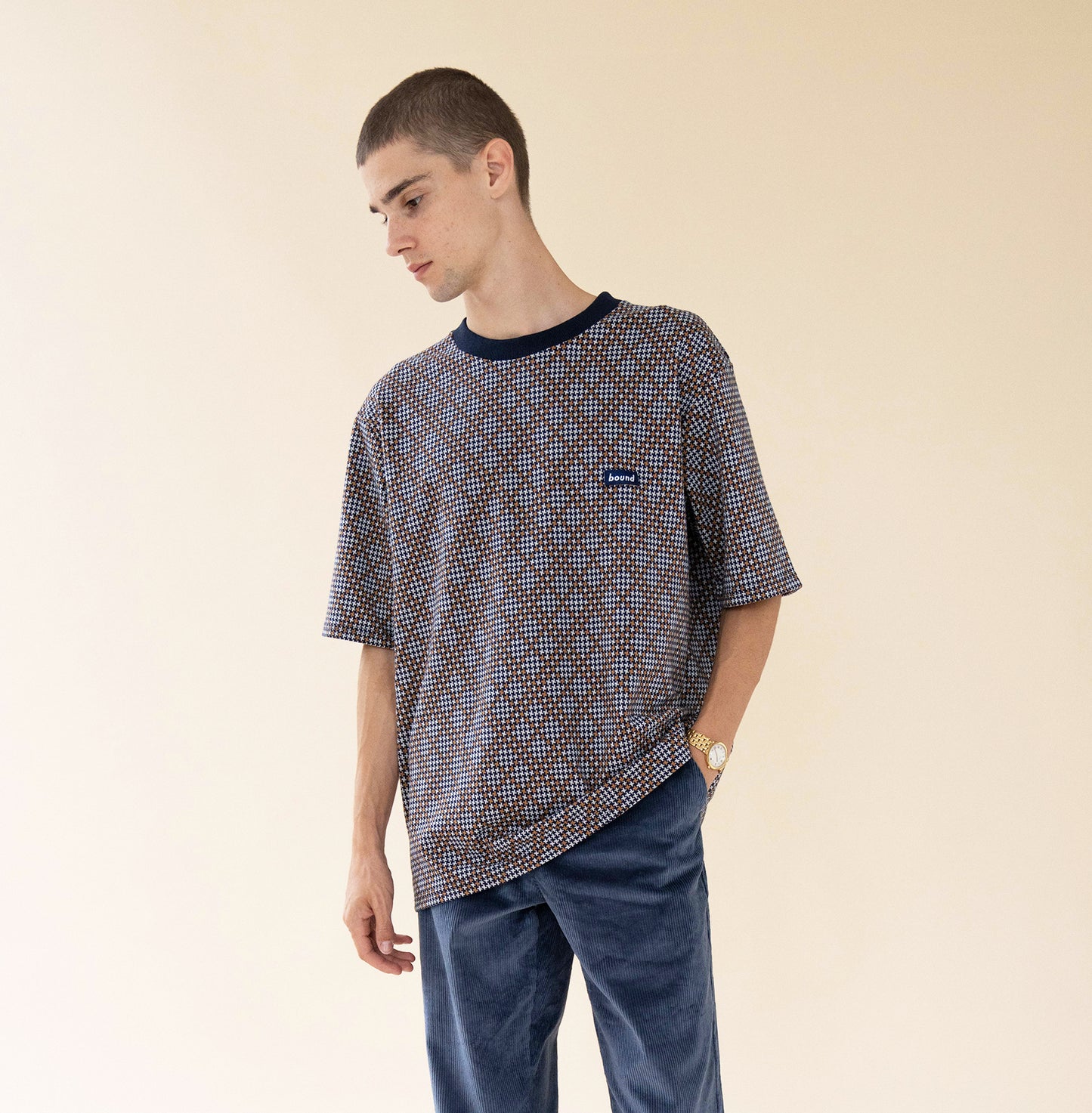 bound 'Galaxy Dogtooth' Jacquard Knit Tee
