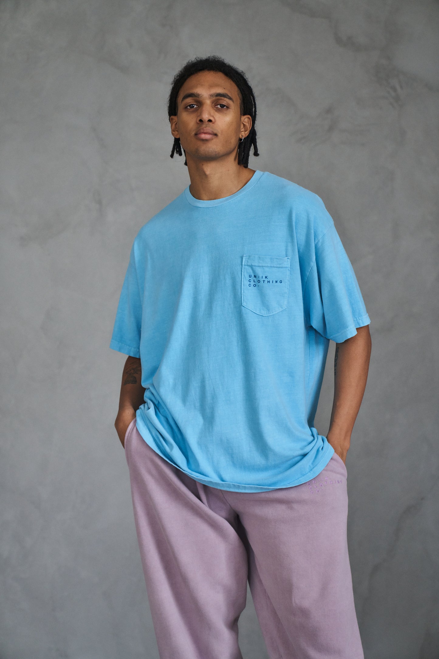 Essentials 'Sets' Vintage Washed Pocket Tee - Lagoon