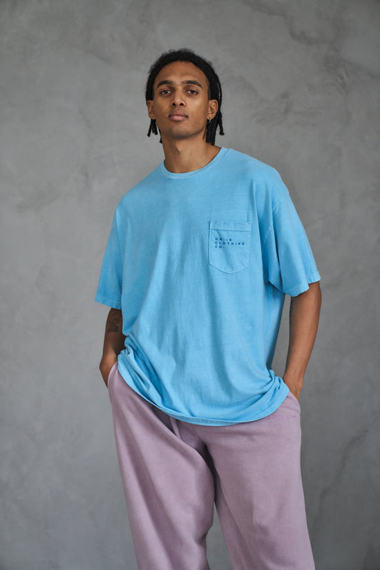 Essentials 'Sets' Vintage Washed Pocket Tee - Lagoon