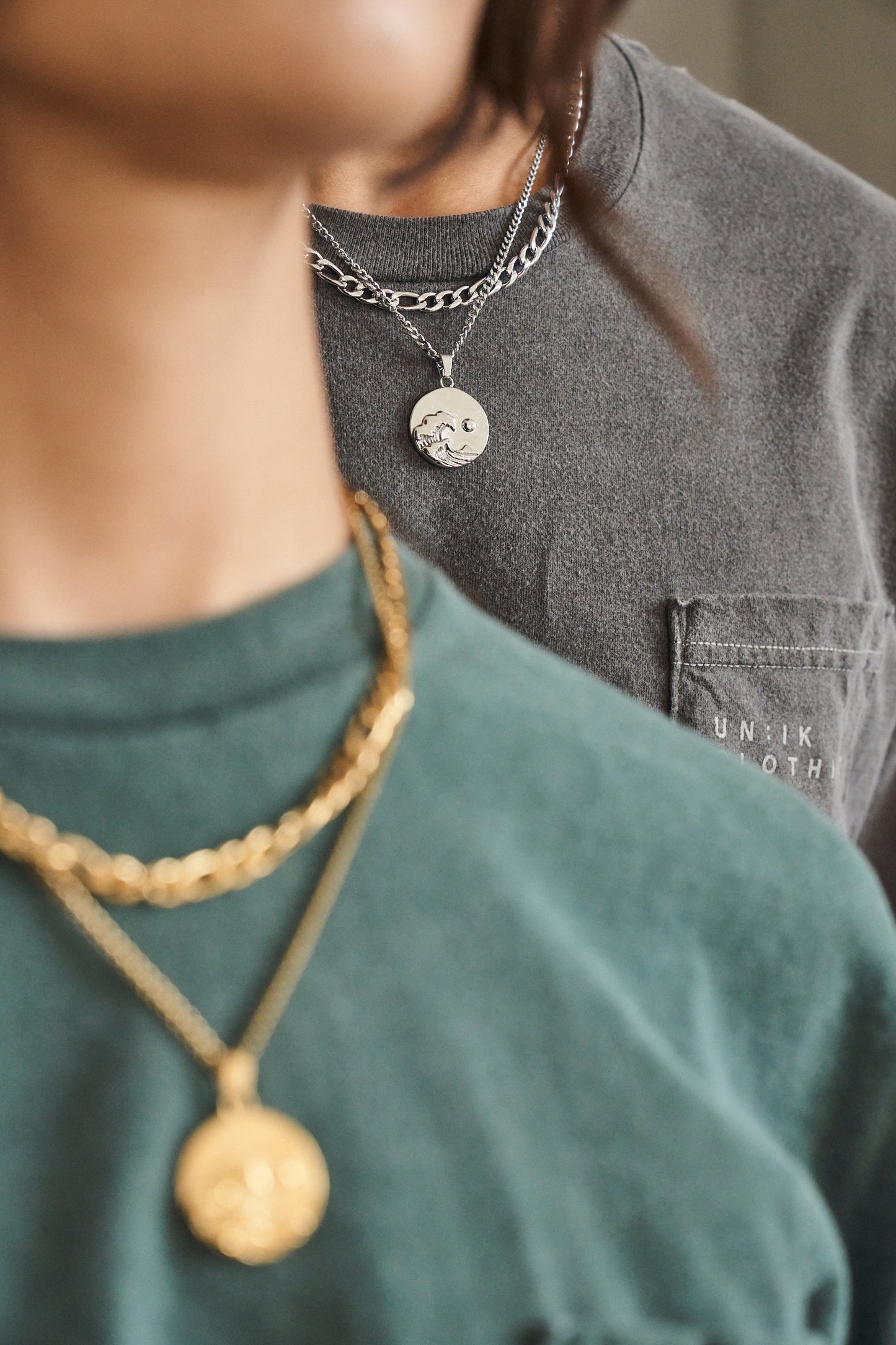 Waves Pendant Necklace - Silver / Gold