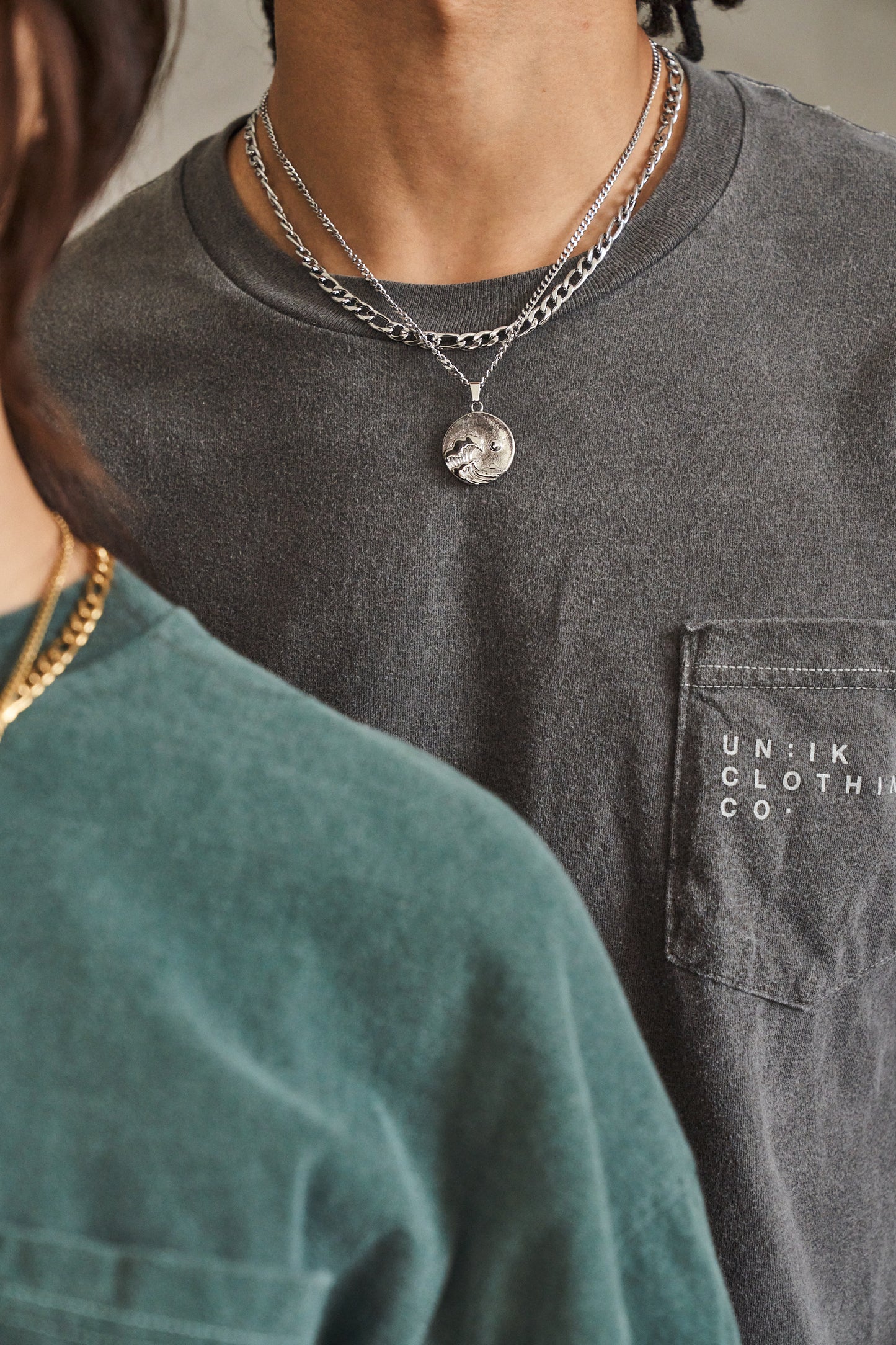 Waves Pendant Necklace - Silver / Gold