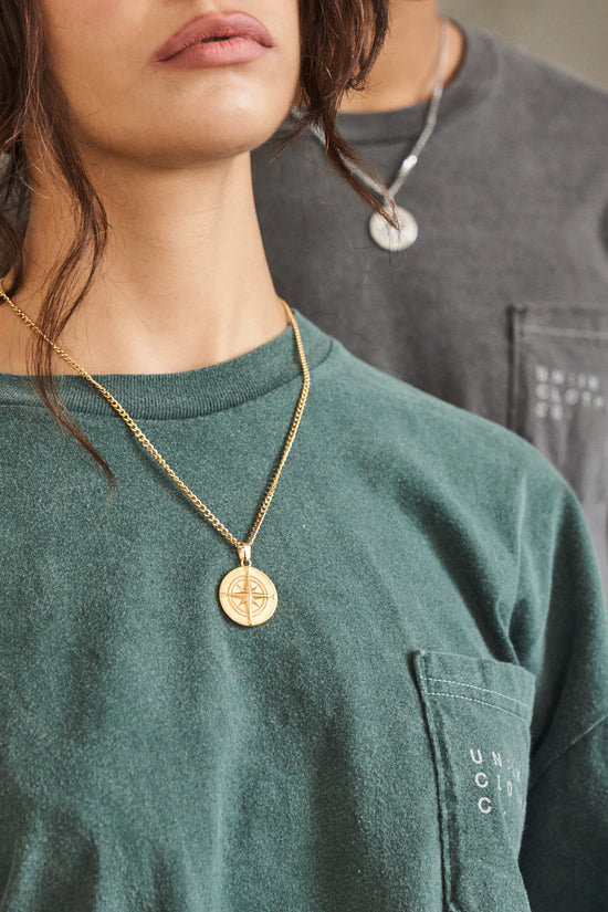 Compass Pendant Necklace - Silver / Gold
