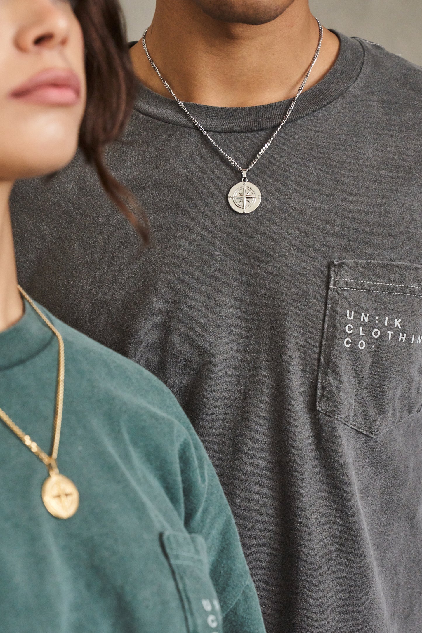 Compass Pendant Necklace - Silver / Gold