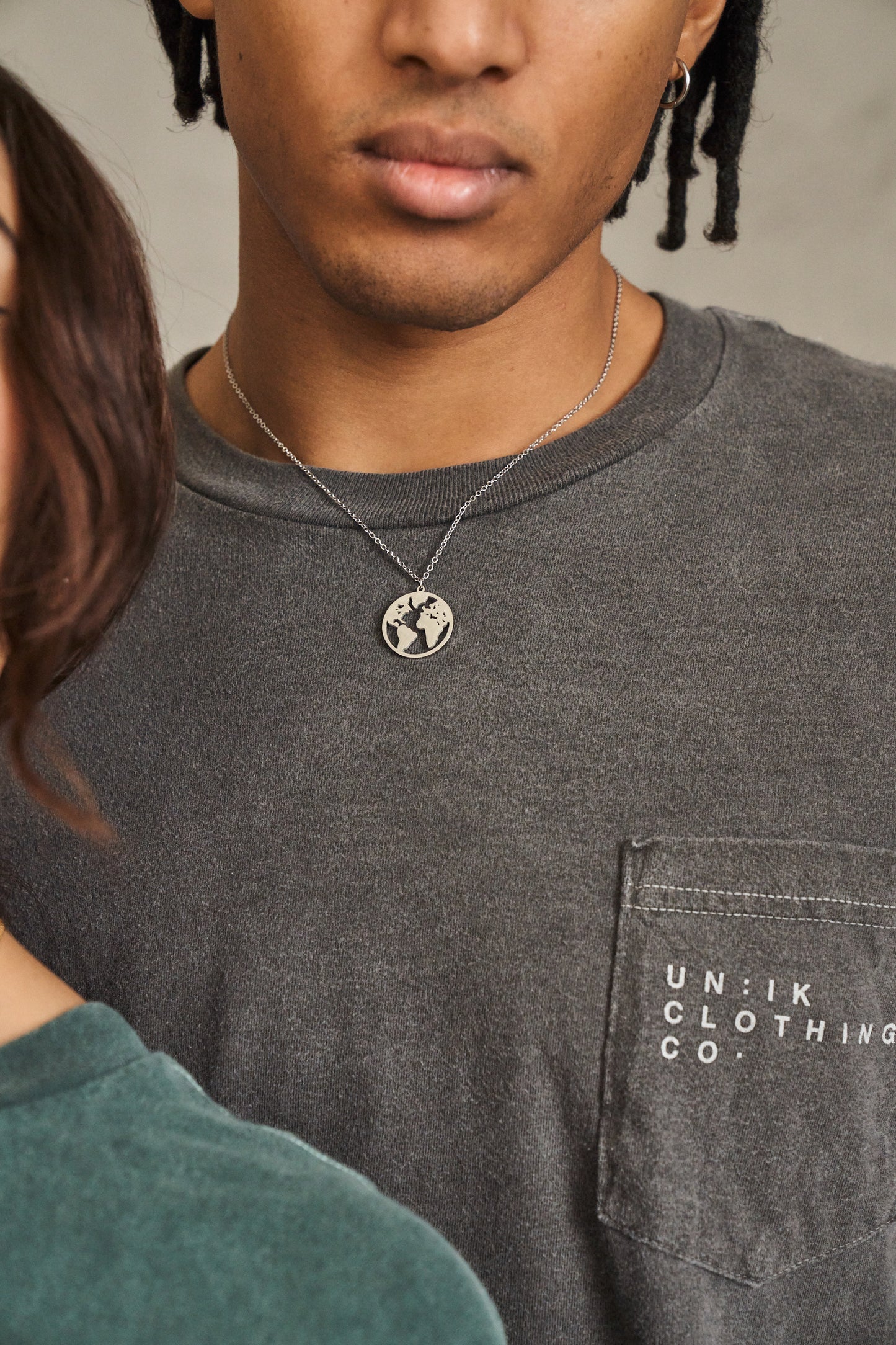 Earth Pendant Necklace - Silver / Gold