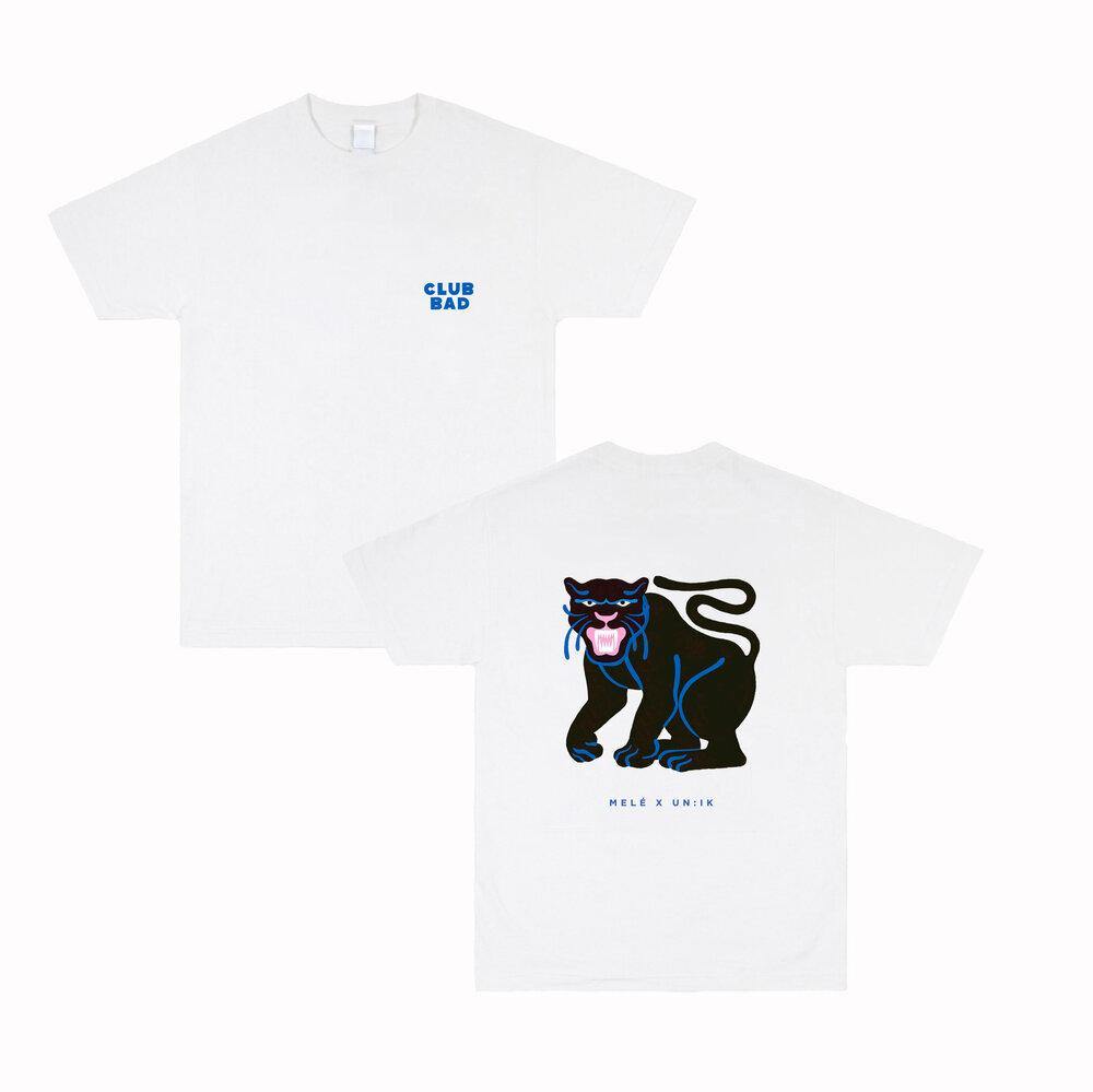 Melé x Club Bad 'Running Panther' Tee - White - UN:IK Clothing