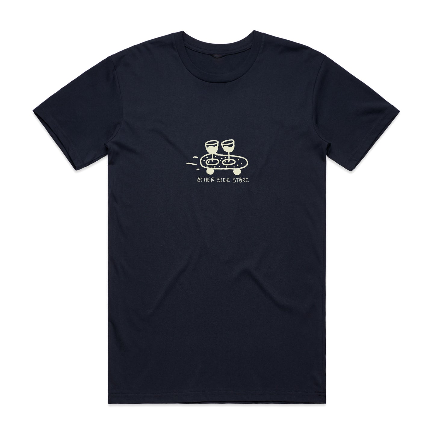 Load image into Gallery viewer, Other Side Store &amp;#39;Wine Skate&amp;#39; Tee - Black/ Ecru/ Navy
