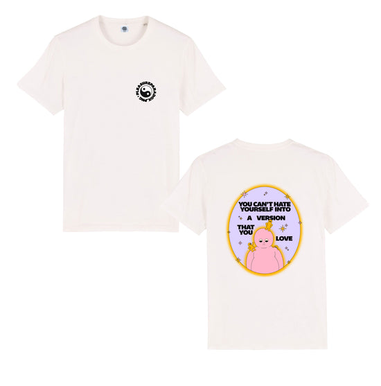 Pleasure Paradox 'You Can't Hate Yourself' Natural Tee - Lavender Print