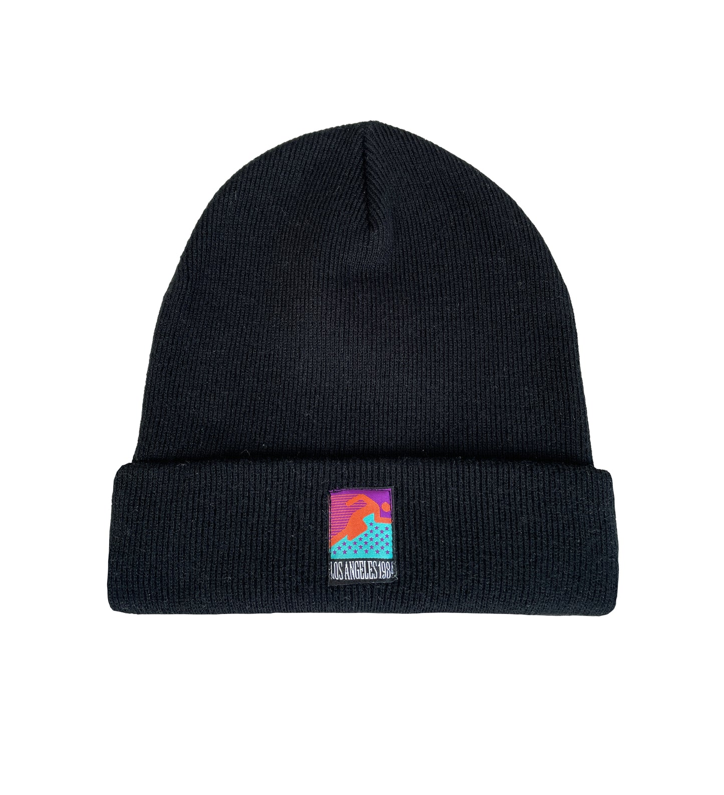 Vice 84 'Runner Patch' Cuffed Beanie - Black / Lilac / Airforce Blue / Ecru