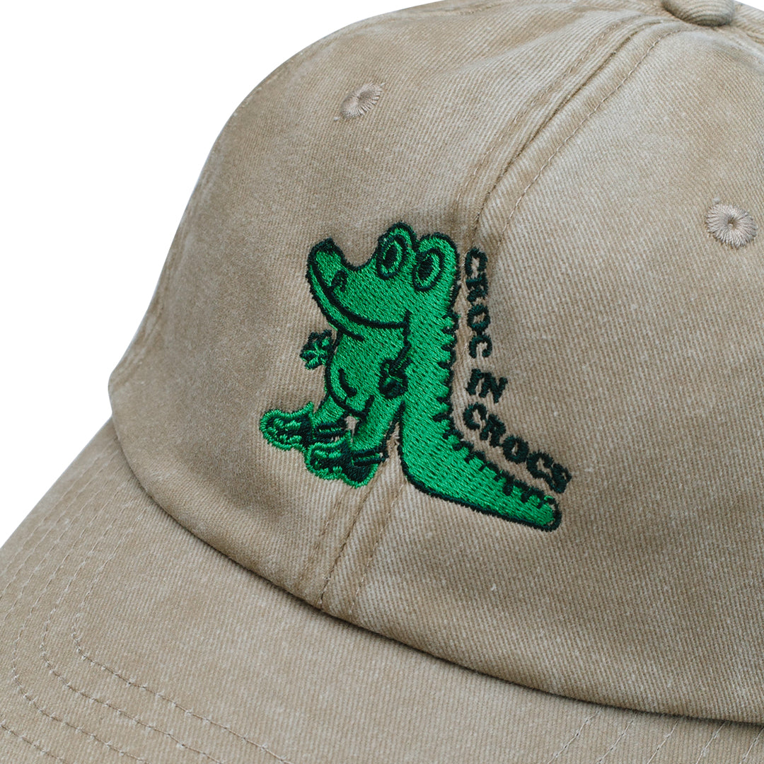 Other Side Store 'Croc' Embroidered Vintage Washed Cap - Beige