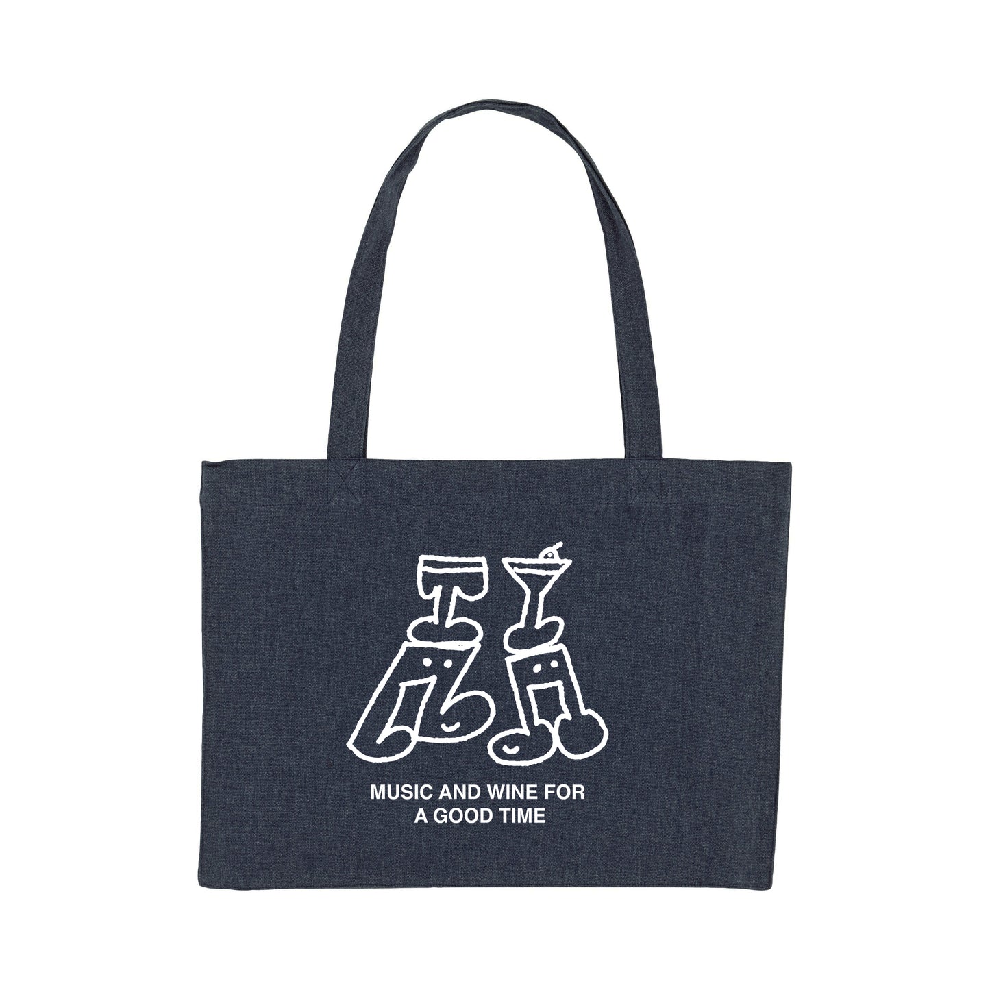 Other Side Store 'Music & Wine' Organic Tote - Navy Denim