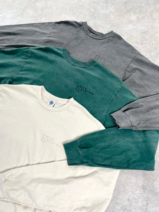 Essentials Vintage Washed Longsleeve Tee - Charcoal