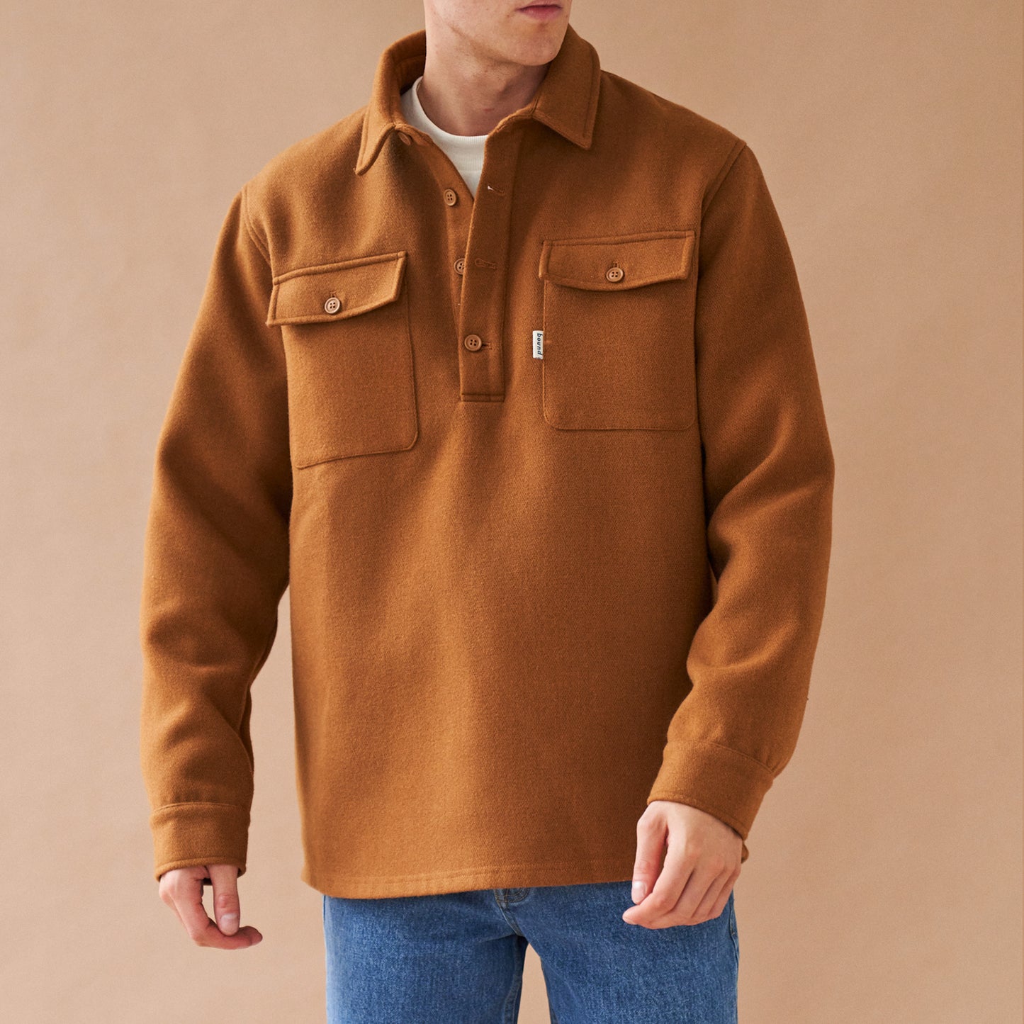 bound 'Reynard' Textured Heavy Overshirt - Tan Brown
