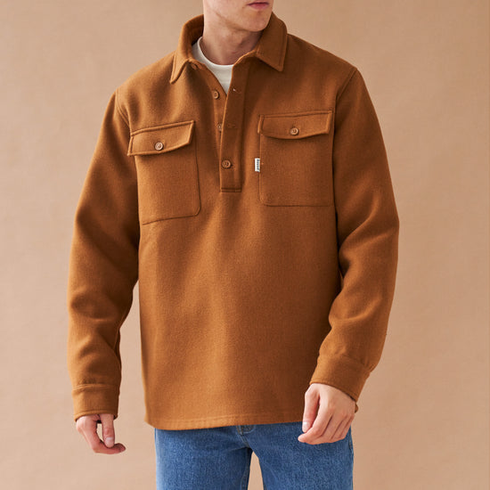 bound 'Reynard' Textured Heavy Overshirt - Tan Brown