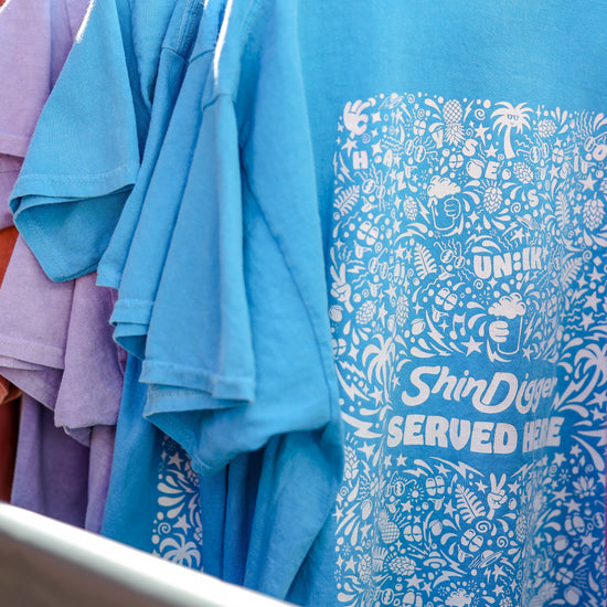 Shindigger X UN:IK 'Served Here' Tee - Ibiza Blue