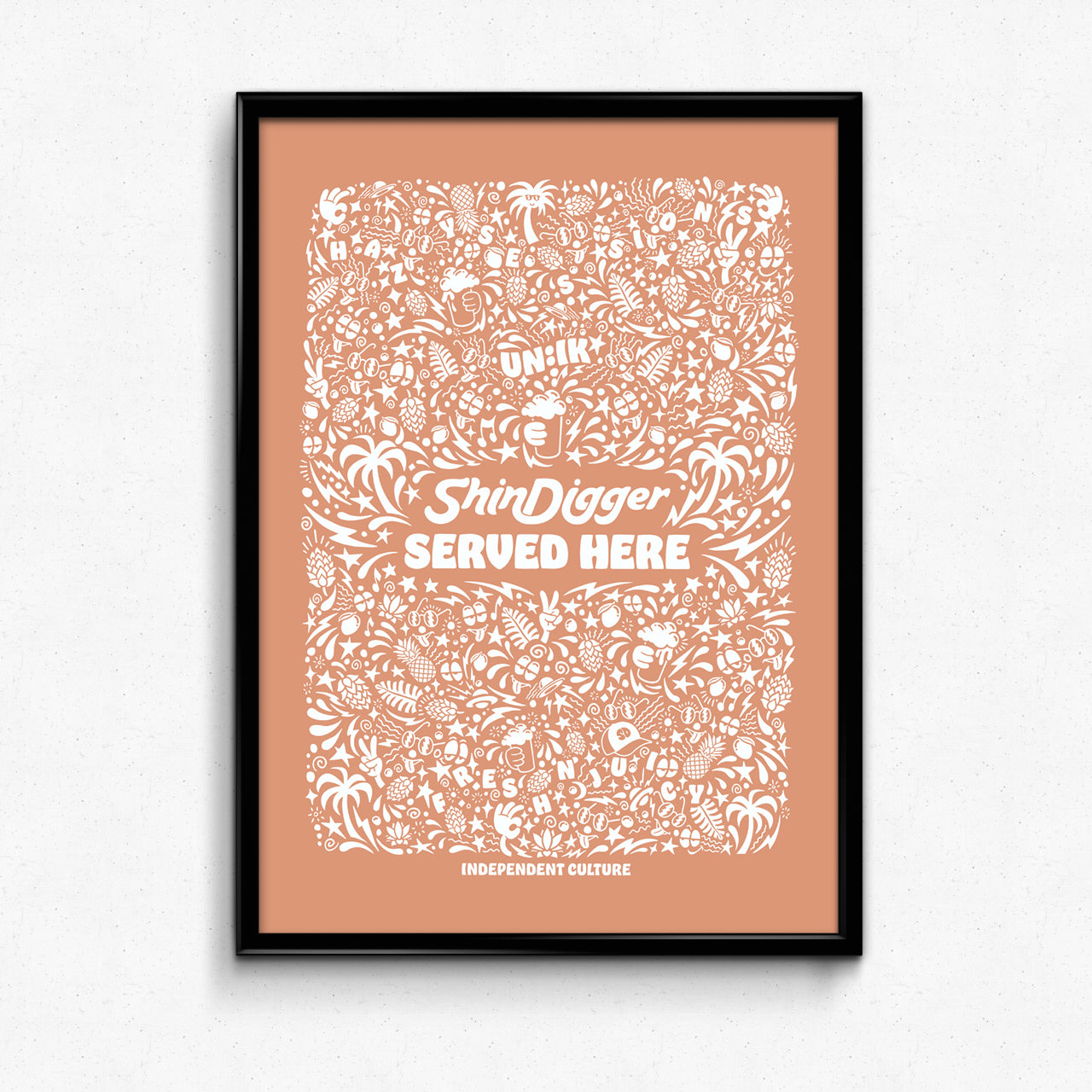 Shindigger X UN:IK 'Served Here' Print - Peach
