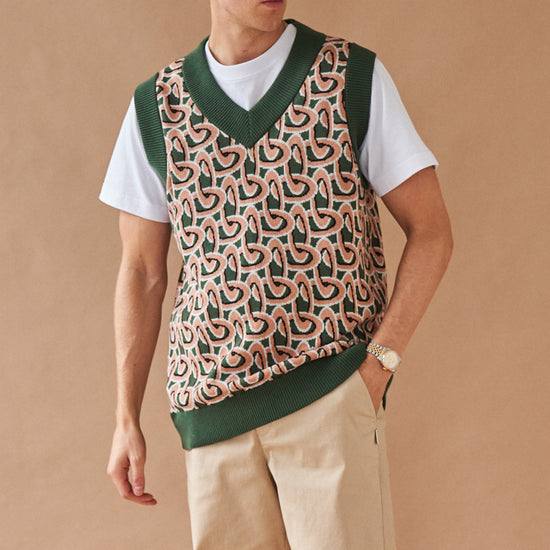 bound 'Monaco' Pattern Knit Sweater Vest